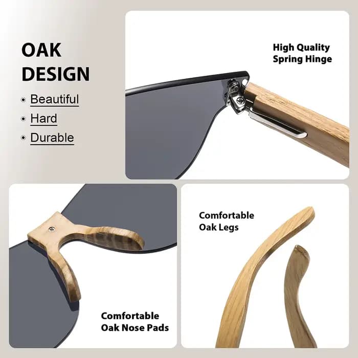 Lunettes de soleil rétro en chêne écologiques GM UV400