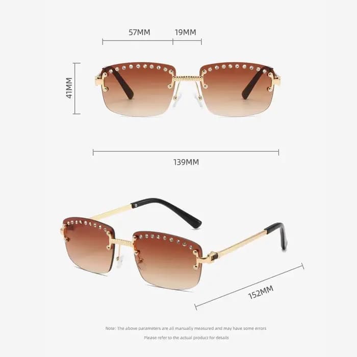 Lunettes de soleil carrées sans monture vintage pour hommes et femmes