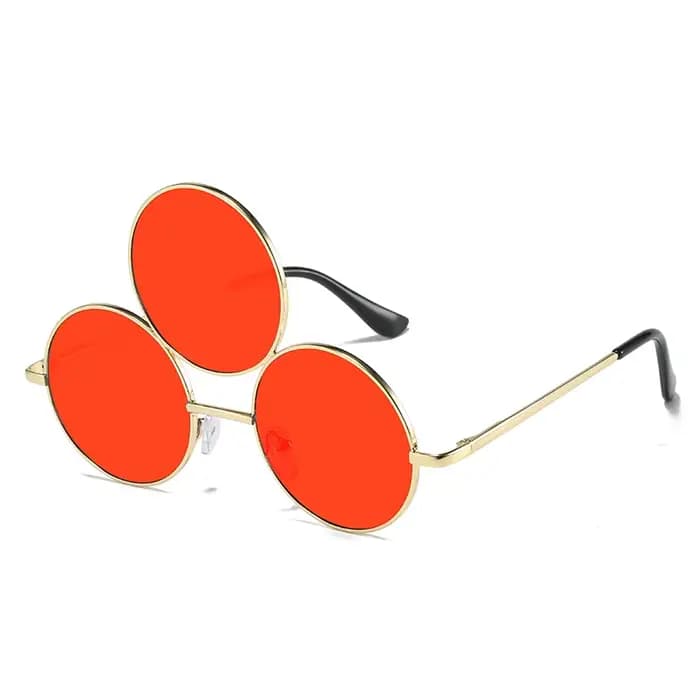 Mode 3 yeux lunettes de soleil rondes pour hommes femmes troisième lentilles fête métal Vintage