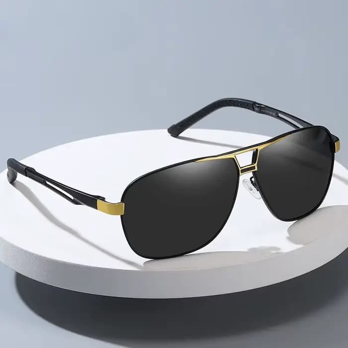 Lunettes de soleil pour hommes aviateur polarisé Protection UV Style militaire miroir en métal
