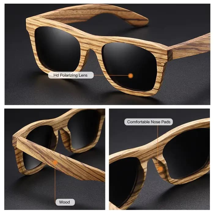 Lunettes de soleil en bois GM Zebra pour hommes et femmes