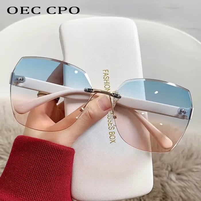 Lunettes de soleil carrées sans monture pour femme