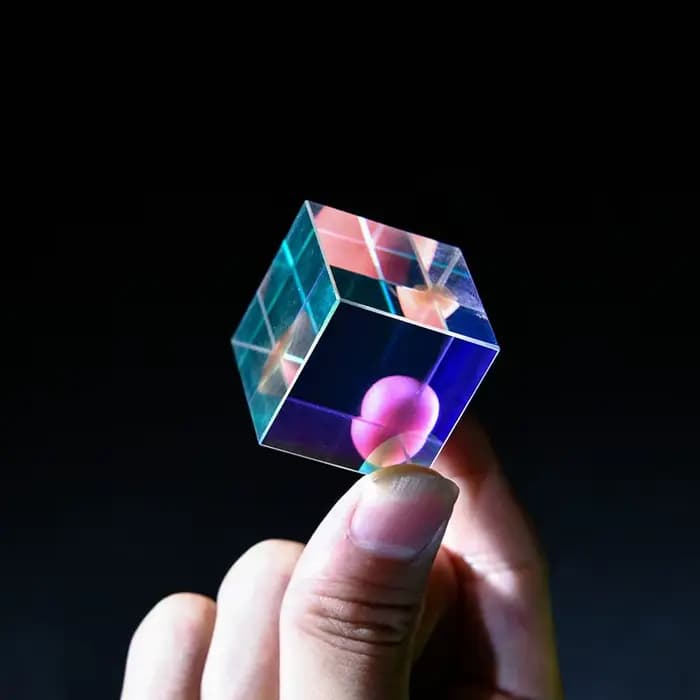 Prisme dichroïque en forme de Cube de verre, prismes x-cube pour séparation de faisceau photographique, accessoires de photographie, Micro cadeaux de paysage, lumière mignonne