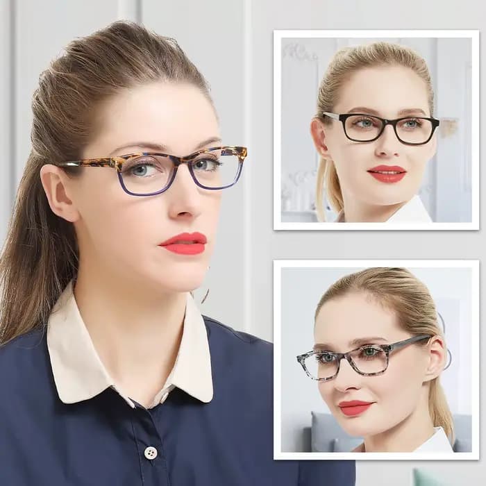 Femmes lunettes en acétate rétro bleu carré
