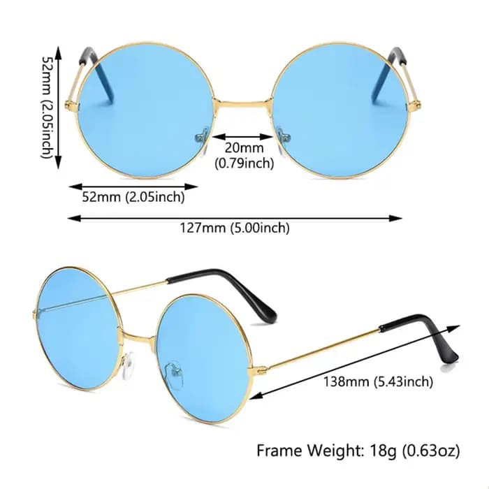 Lunettes de soleil rondes en métal pour femmes et hommes, style disco hippie