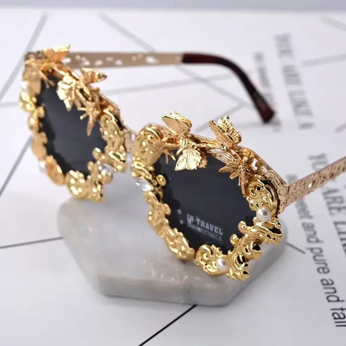 Lunettes de soleil de luxe rondes baroques