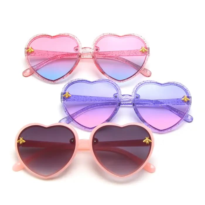 Lunettes de soleil fille enfants paillettes forme de coeur dessin animé parasol lunettes Anti-UV cadeau de fête lunettes de mode Очки Сotyне Norsishi Жletiе