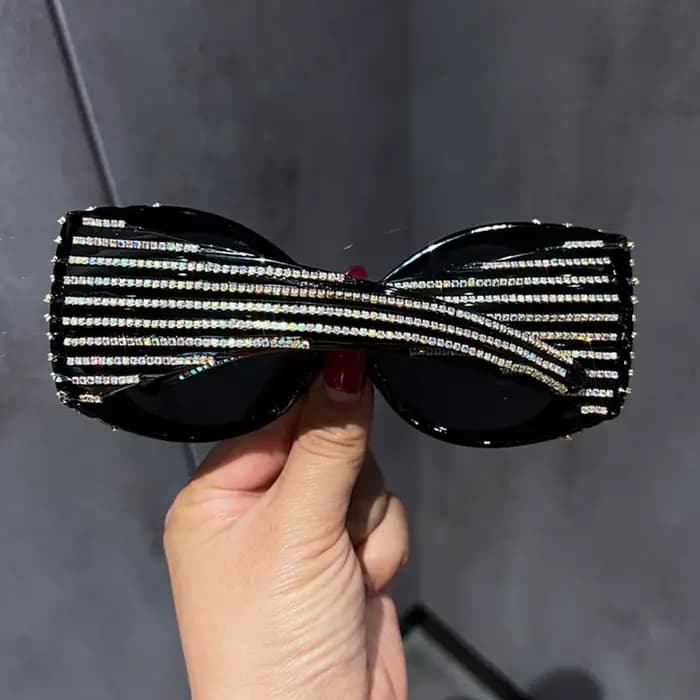 Bling diamant ovale Punk lunettes de soleil femmes à la mode ronde luxe