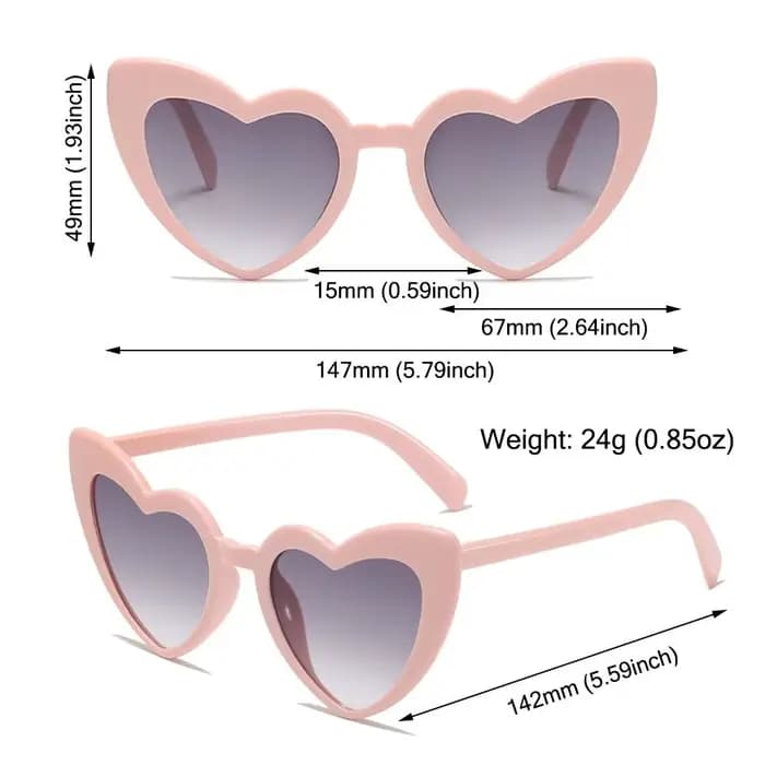 Lunettes de soleil en forme de coeur Vintage irrégulière rose