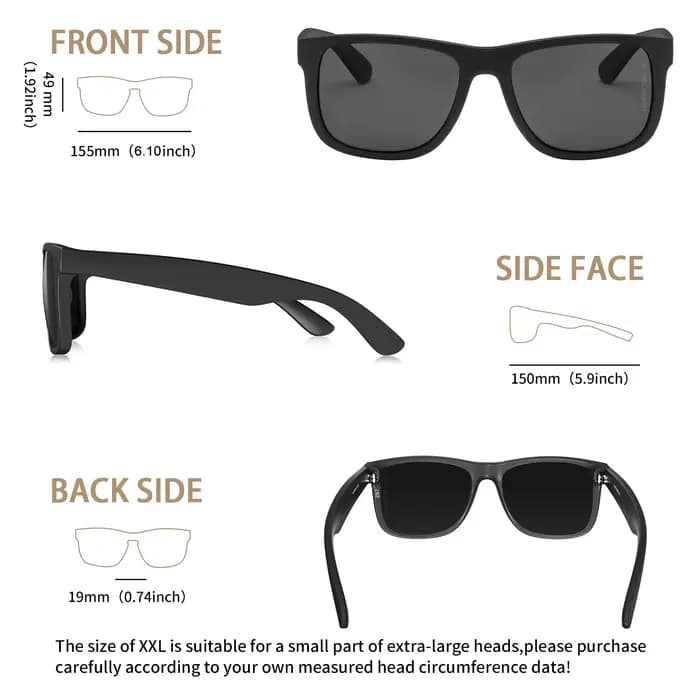 MAXJULI XXL Z87 lunettes de soleil pour grandes têtes larges hommes TR90 ultralégères UV400 lunettes de Protection 8806