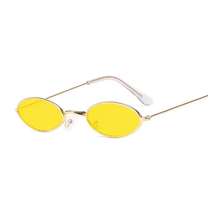 Rétro petites lunettes de soleil ovales femme Vintage marque nuances noir rouge métal couleur