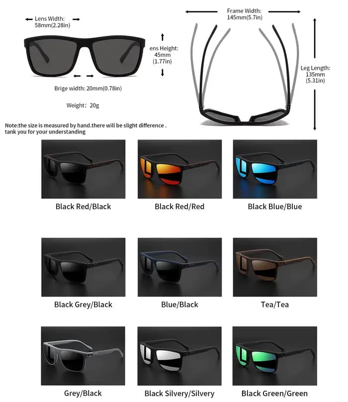 Lunettes de soleil polarisées carrées de qualité supérieure – Conception de charnière à ressort