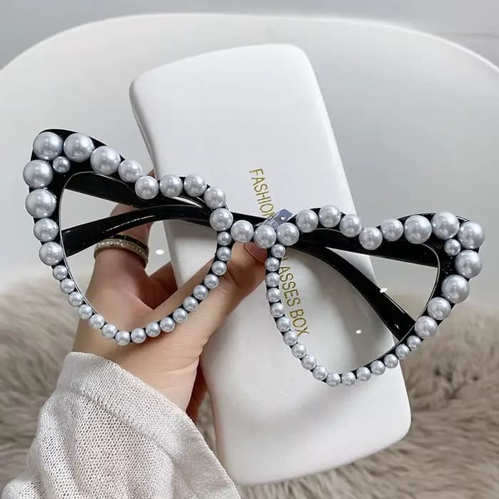Nouvelle mode De luxe scintillant perle d'amour lunettes De soleil femmes Vintage