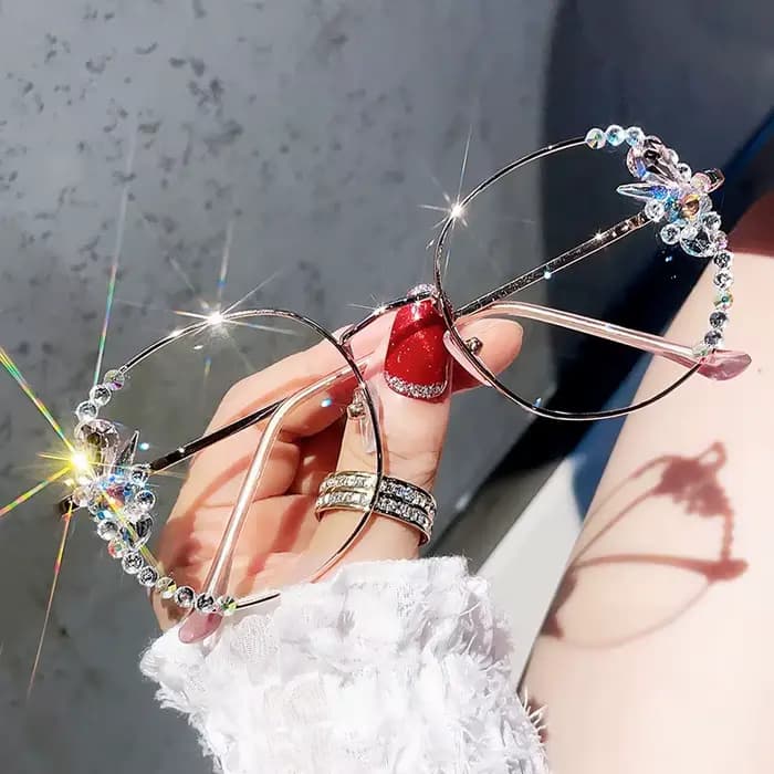 Lunettes carrées avec diamants brillants pour femmes