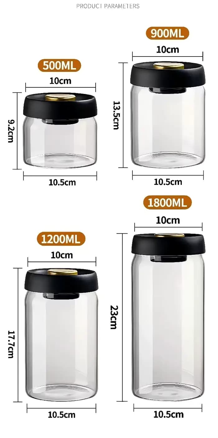 Pot de stockage pour grains de café, pot sous vide, pot en verre pour le stockage des aliments dans la cuisine, pot de conservation de la fraîcheur