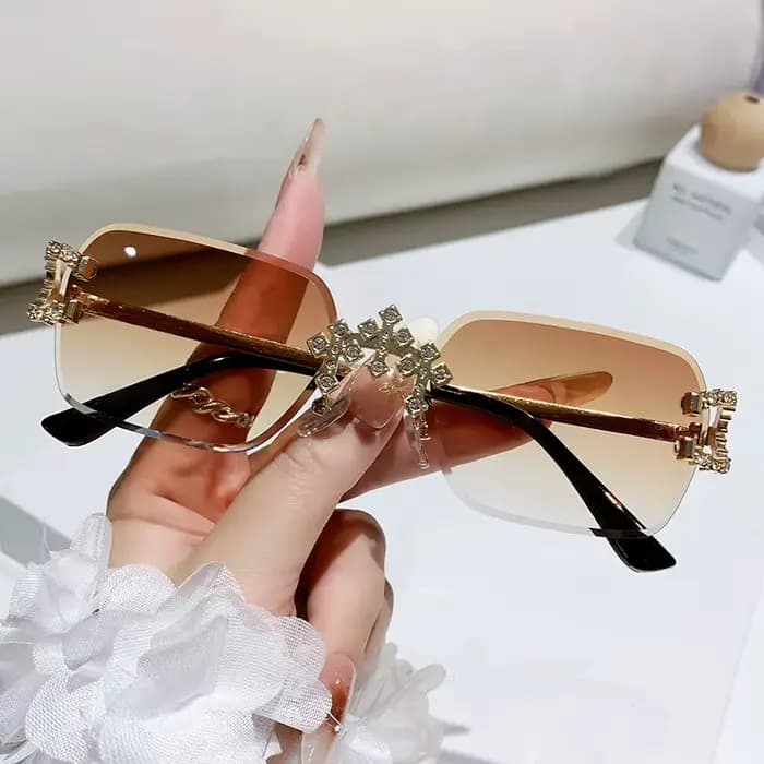 Lunettes de soleil carrées sans monture de luxe pour femmes et hommes