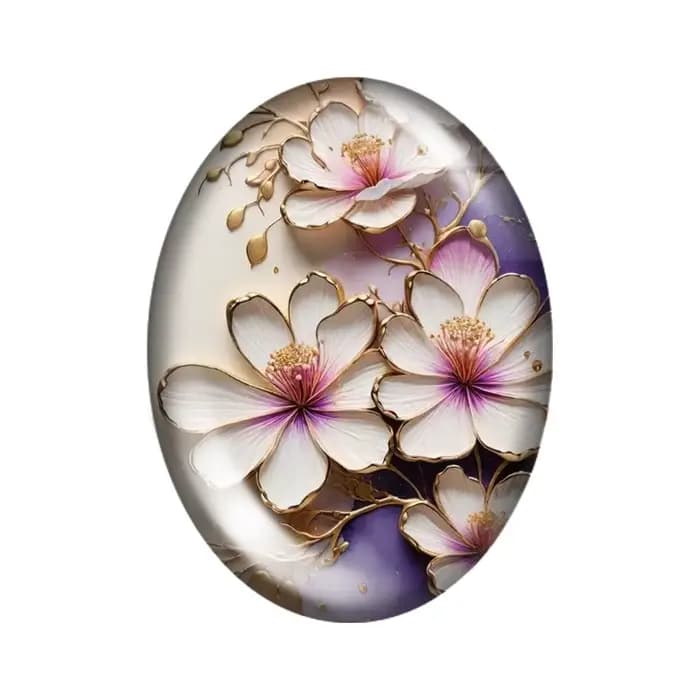 Cabochons ovales en verre photo à dos plat, motifs fleurs de beauté, lotus et coquelicot, 10 pièces assorties 13x18mm/18x25mm/30x40mm, pour la création de bijoux
