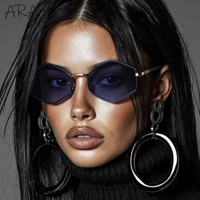 Lunettes de soleil punk hexagonales irrégulières pour femmes 2026 – Design de marque de luxe