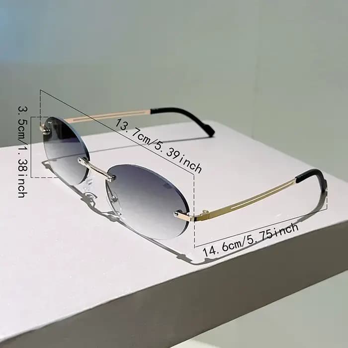 Lunettes de soleil ovales sans monture pour hommes et femmes