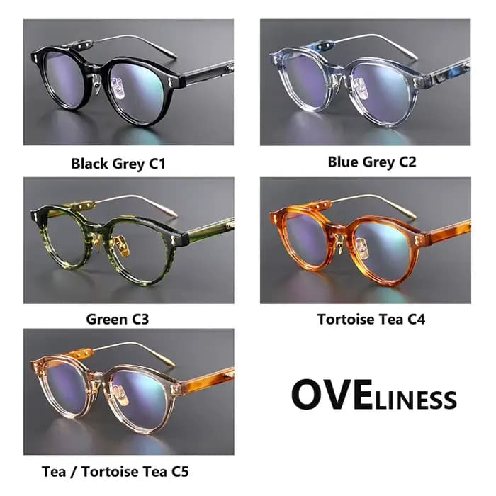 Acétate titane lunettes cadre hommes femmes marque Design Vintage rétro rond lunettes montures lunettes lunettes japonaises