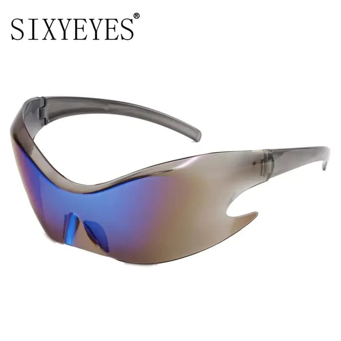 2025 lunettes de soleil futuristes Y2k pour hommes femmes marque une pièce miroir