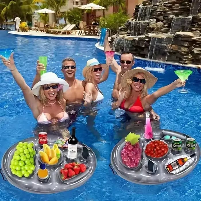 Porte-gobelet gonflable flottant pour piscine, bar à bière, support pour fruits et aliments, conteneur à vin, décoration de fête, accessoire de plage