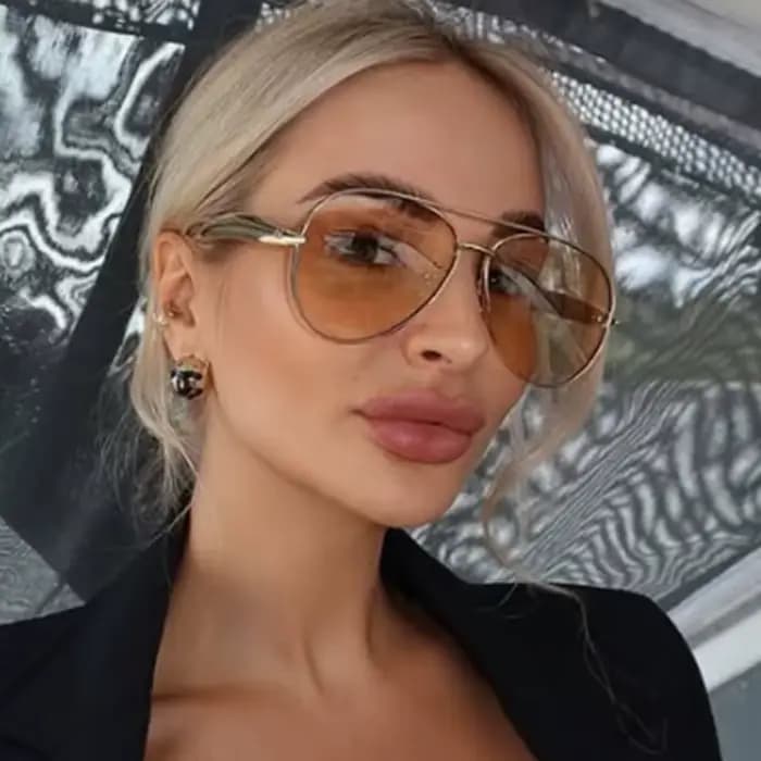 Lunettes de soleil pilote surdimensionnées marron clair pour femmes et hommes