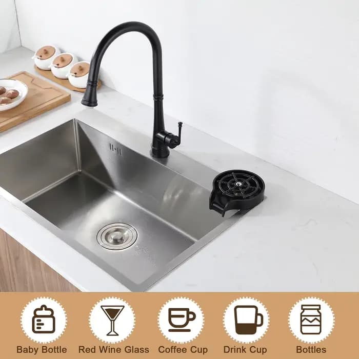 Rinse-verres pour évier de cuisine, lave-bouteilles et tasses, à fixer sur l'évier, rinse-verres de bar, accessoires pour évier de cuisine, tube d'eau souple