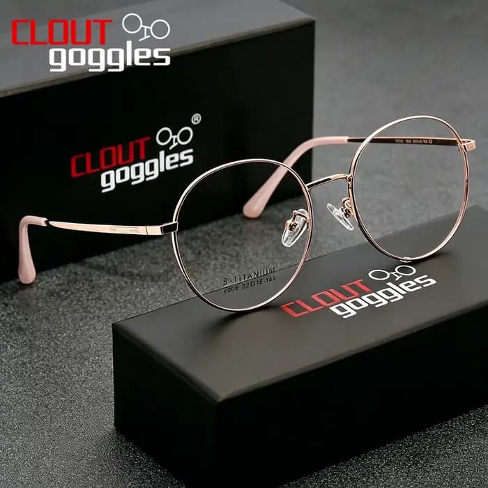 CLOUT GOGGLESS Monture de lunettes de vue Business Personnalité Homme Femme Métal Rond Anti-lumière Bleue Verres Optiques