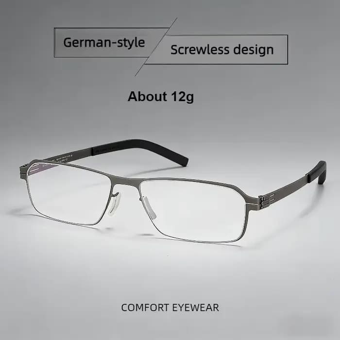 Style allemand mat rétro carré sans vis lunettes hommes monture de lunettes ultra-léger confort mince acier optique montures de lunettes