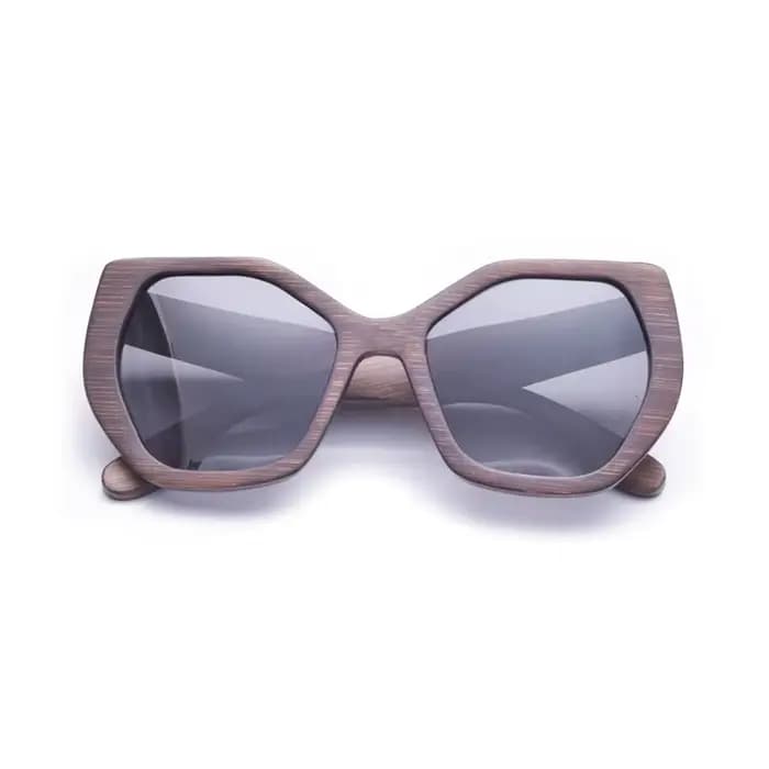 Lunettes de soleil Vintage hexagonales en bambou et bois