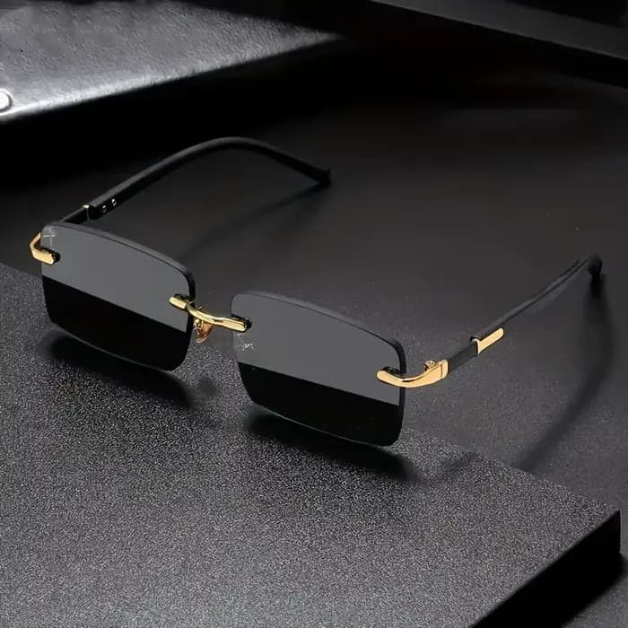 Lunettes de soleil rectangulaires sans monture pour hommes et femmes