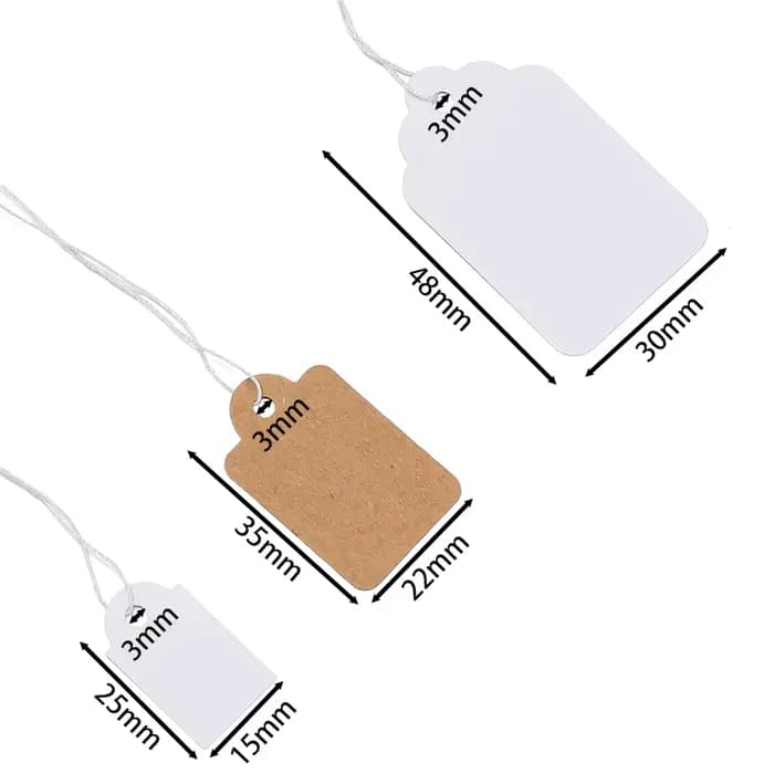 Étiquette de prix rectangulaire en papier blanc, 100 pièces/lot, en bois, ficelle vierge, montre, bijoux, artisanat, cartes d'affichage de prix GT