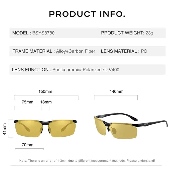 CAPONI Vision nocturne hommes lunettes de soleil carbone Firber conduite sport photochromique UV400 HD