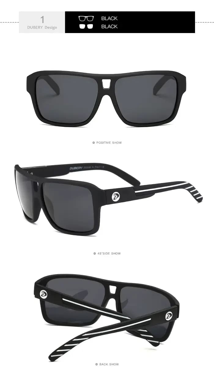 DUBERY Lunettes de soleil polarisées de sport en plastique à monture carrée Lunettes UV400