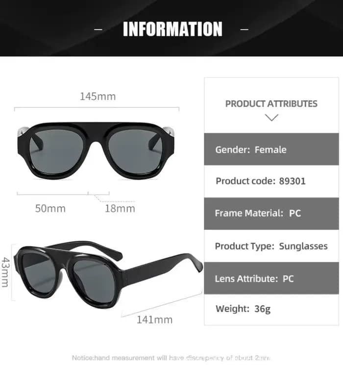 1 Paire de Lunettes de Soleil Aviateur Tendance Grand Format pour Hommes et Femmes – Idéales pour la Conduite et le