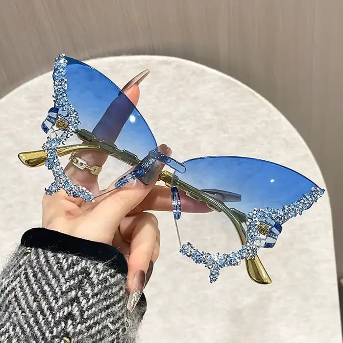 Lunettes de soleil papillon œil de chat sans monture