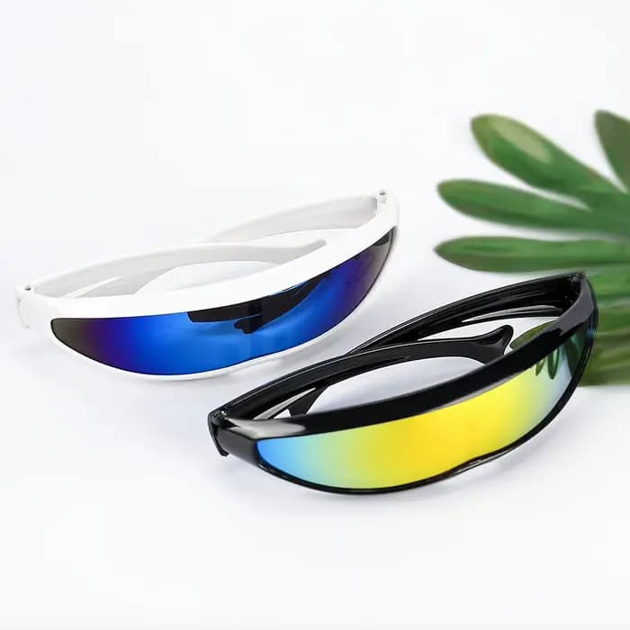Lunettes de soleil Laser UV400 à visière, verres miroir, style futuriste