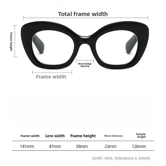 Lunettes photochromiques œil de chat à grande monture pour myopie