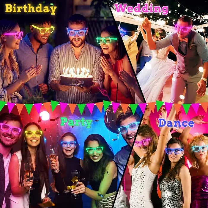 10 paires de lunettes lumineuses qui brillent dans le noir