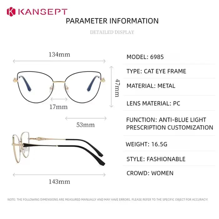 KANSEPT lunettes Femme lentilles optiques avec recette