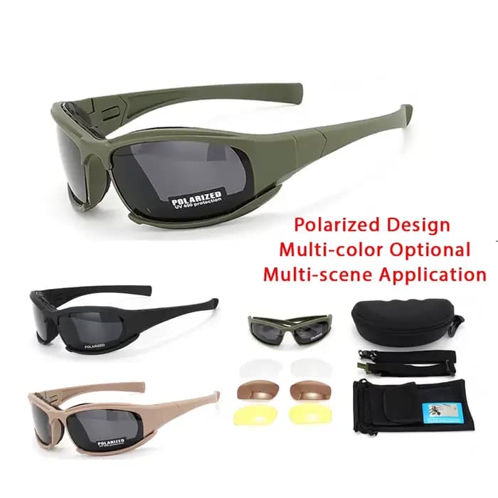 Nouvelles lunettes tactiques à 4 lentilles-lunettes de sécurité polarisées coupe-vent et anti-poussière pour les Sports