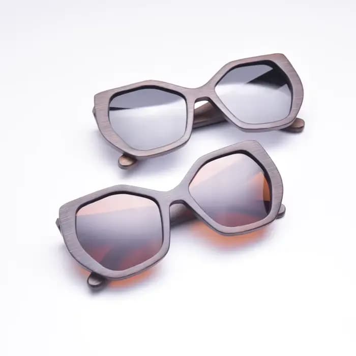 Lunettes de soleil Vintage hexagonales en bambou et bois