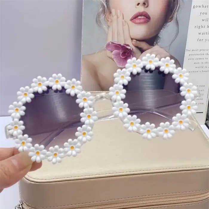 AndrSunglasses-Lunettes de soleil fleur rondes pour femmes