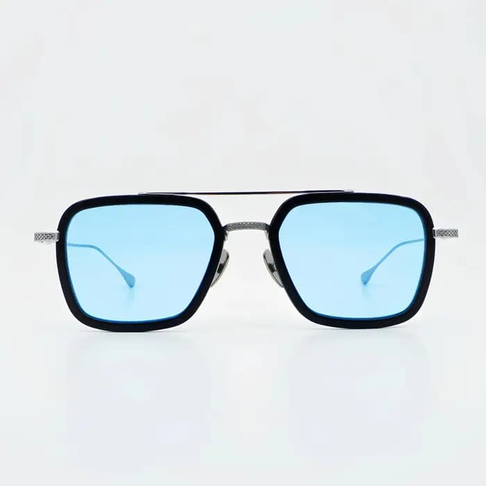 Lunettes de soleil de luxe carrées à double pont Dita Style Flight 006 bleues