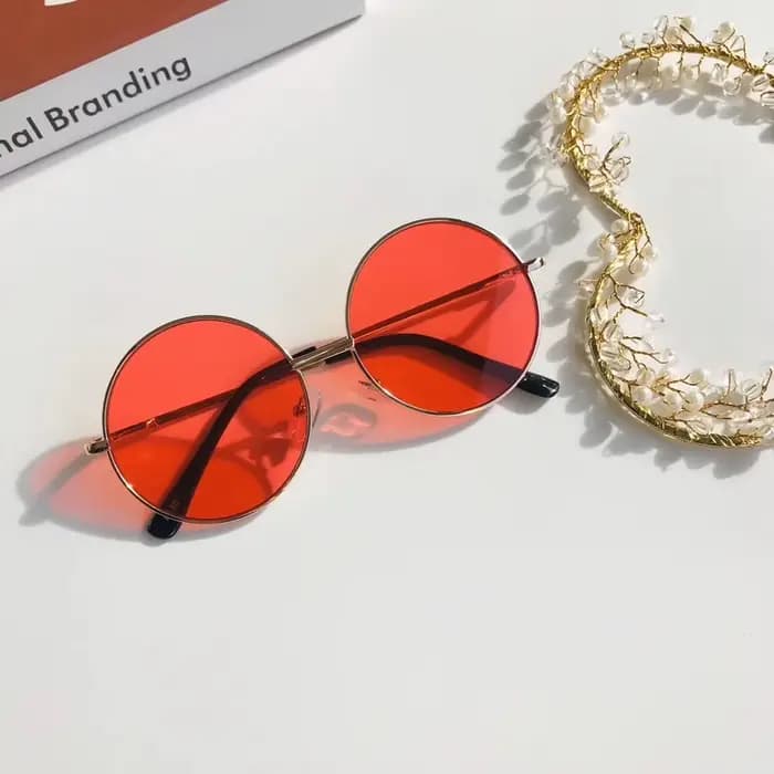 Lunettes de soleil à monture ronde en métal pour enfants de 2 à 8 ans
