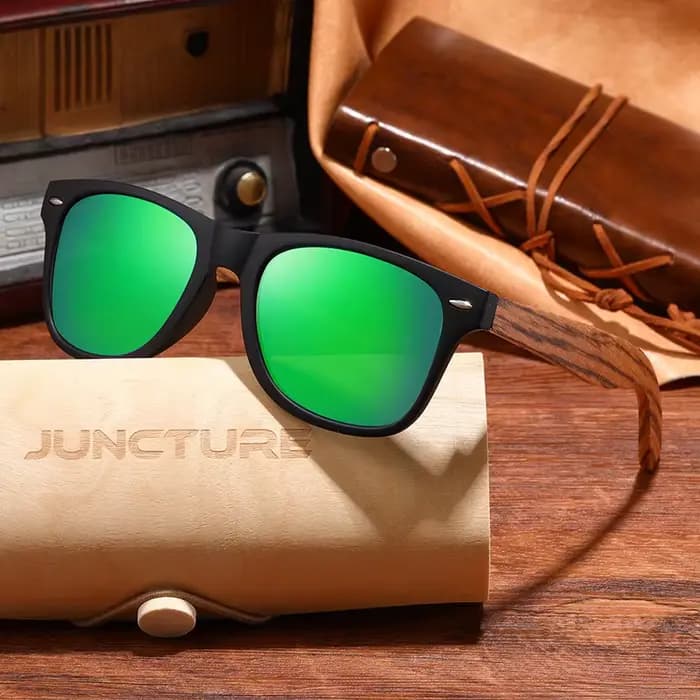 JUNCTURE mode bambou bois Vintage carré lunettes de soleil hommes femmes marque de luxe concepteur