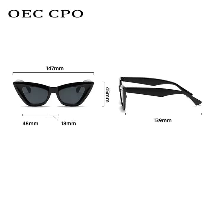 OEC CPO rétro œil De chat lunettes De soleil femmes mode coloré vert