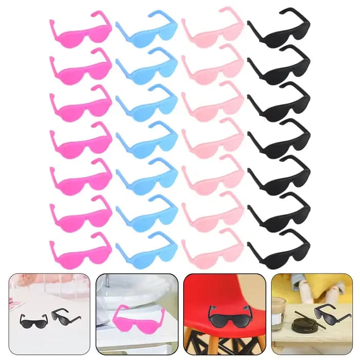 60 pièces Mini lunettes miniatures pour lunettes de soleil poupées jouet maison lunettes de soleil minuscule petite maison de poupée en plastique