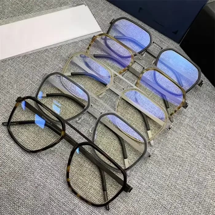Lunettes carrées ultra-légères à double faisceau en titane pour hommes et femmes